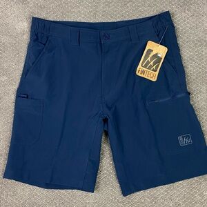 Fintech Shorts Men's Large Navy Blue 10" Submariner Woven Outdoor Hiking Cargo
